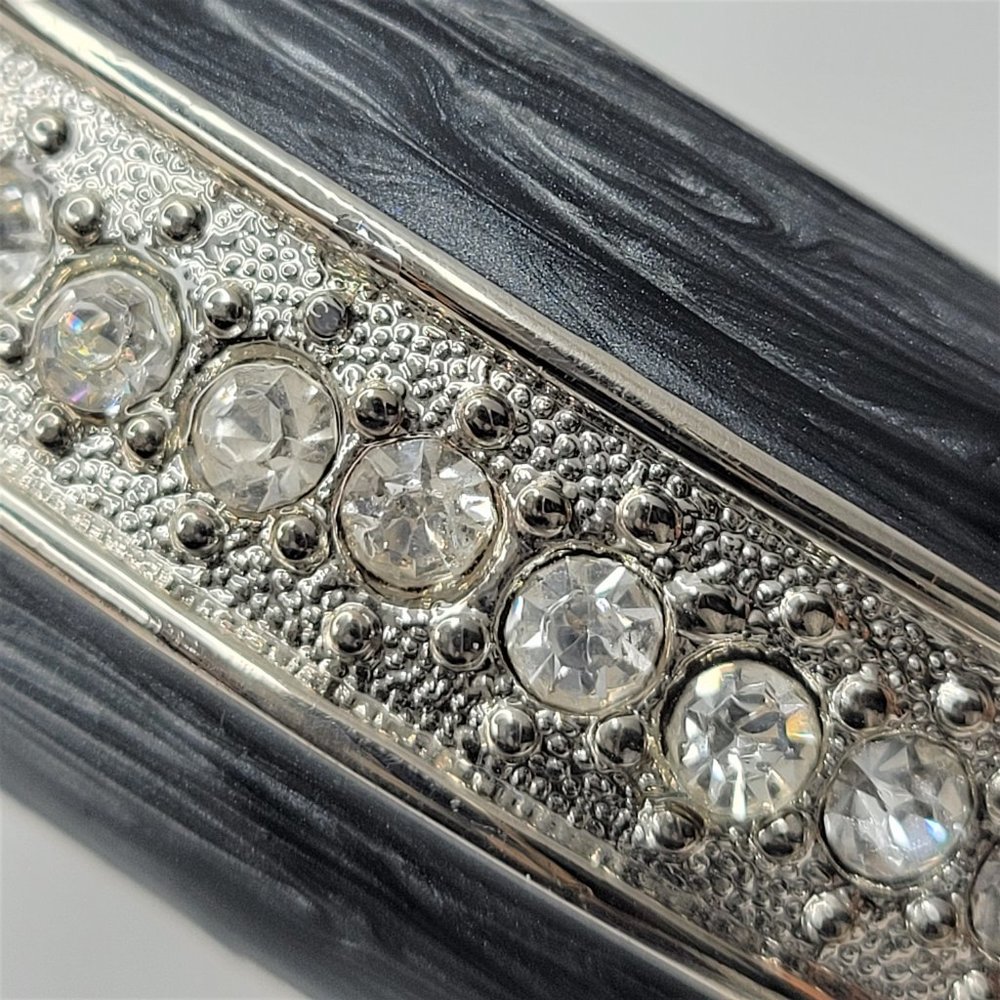 Grey Enamel Wide Hinged Cuff Bangle Bracelet - image 8